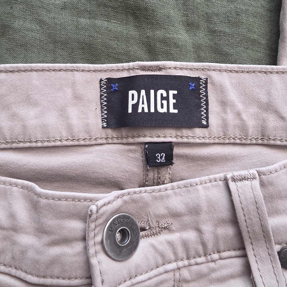 PAIGE Lennox Slim Fit Pants - Khaki/Beige - Size 32